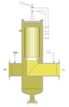 Die Abbildung zeigt die Schnittzeichnung eines Patronen-Feinfilters. (Quelle: www.heat.at)